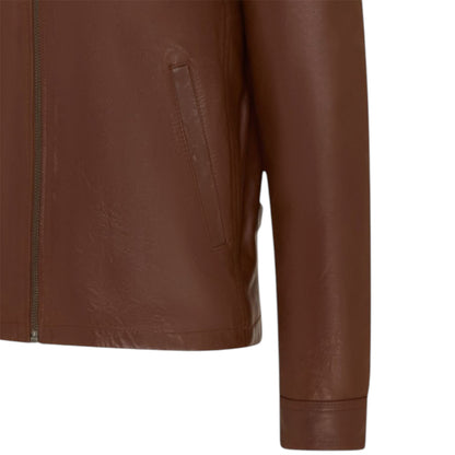 Mens Leather Harrington Collar Biker Jacket - Arick