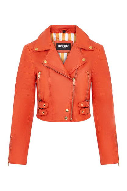 Womens Brando Cropped Leather Jacket-Longtown