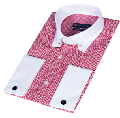 Mens Club Collar Red Shirt 1920s Peaky Blinders With Bar Poplin Pin Smart Casual