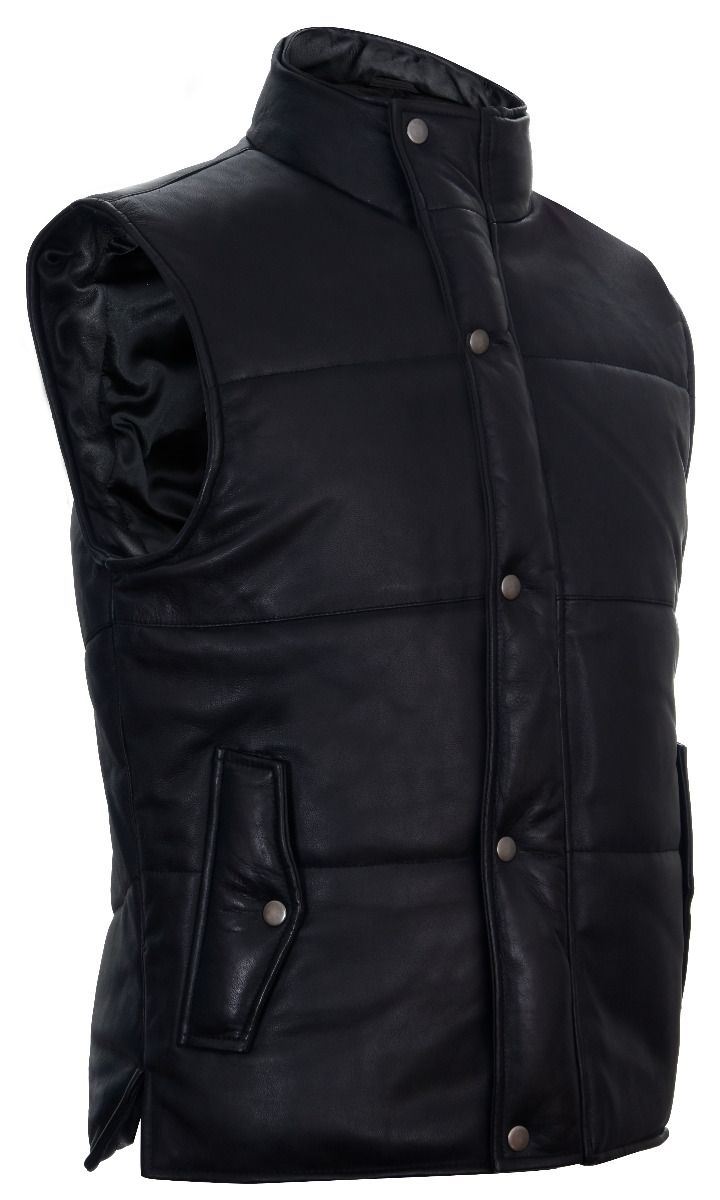 Mens Classic Leather Puffer Waistcoat-Gateshead