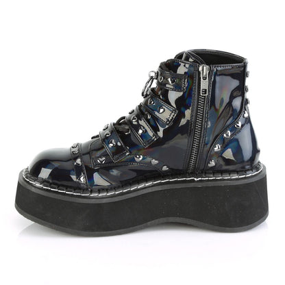 Demonia Emily 315 Black Holographic Studded Ankle Boots