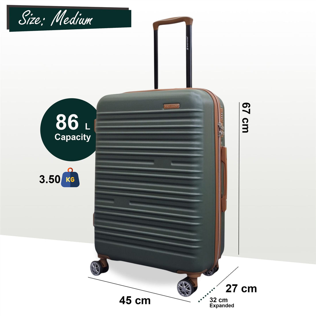 Armidale Medium Hard Shell Suitcase in Green