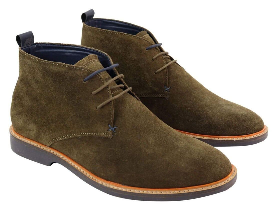 Mens Khaki Suede Lace Up Chukka Boots - Upperclass Fashions 