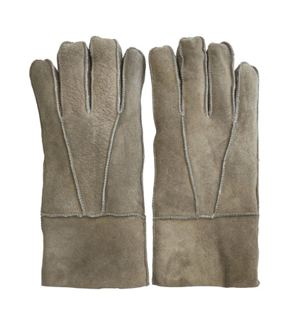 Unisex Sheepskin Suede Gloves with Roll Up/Down Cuff