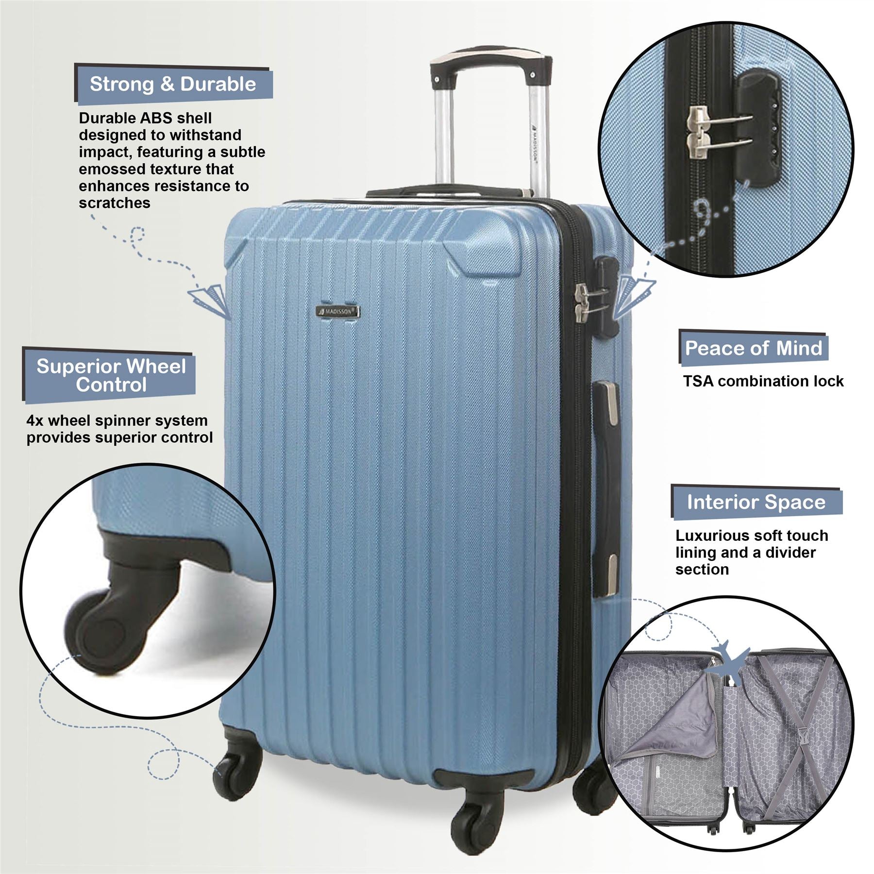 Corowa Large Hard Shell Suitcase in Blue