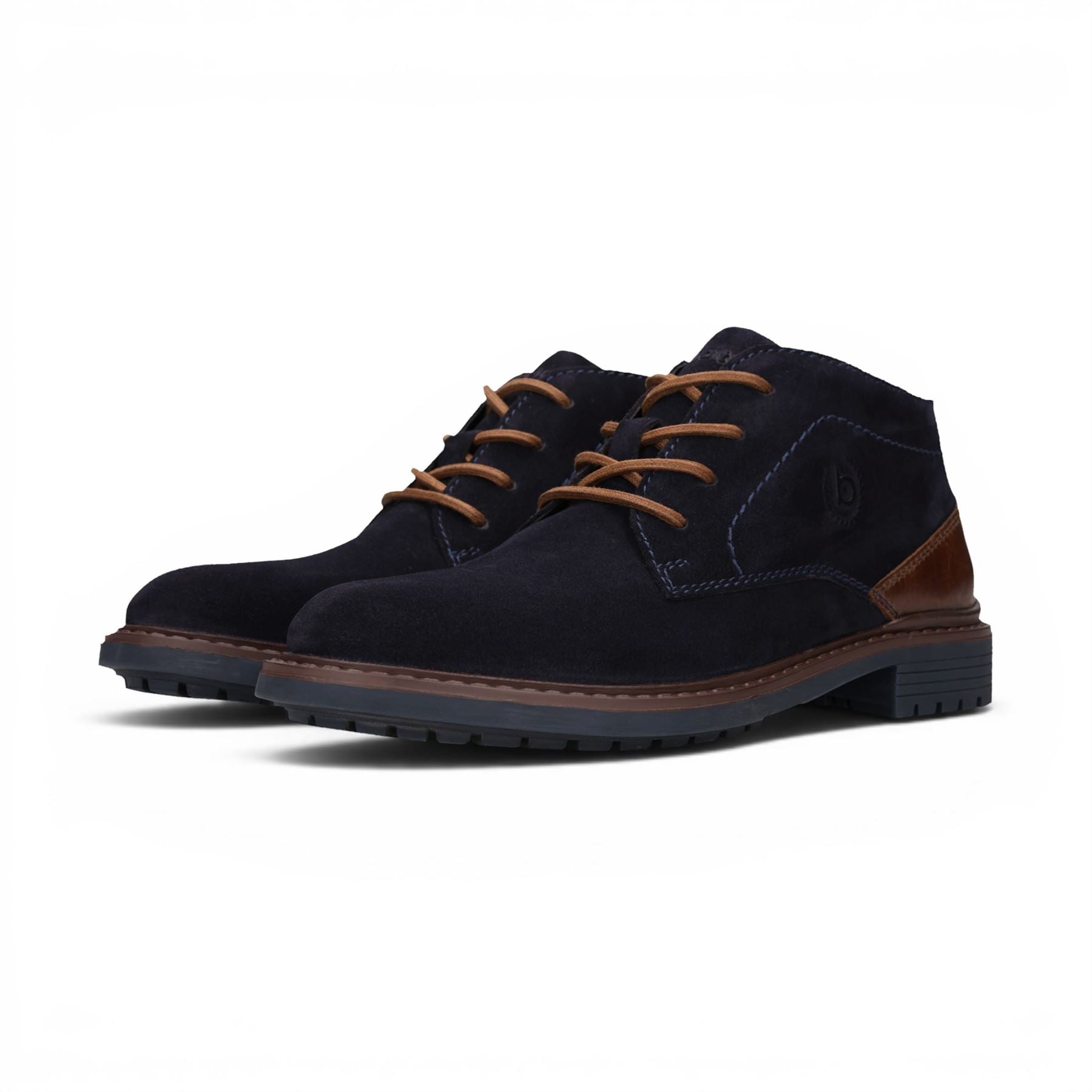 Bugatti Mens Navy Blue Suede Leather Lace-up Desert Ankle Boots - Lota
