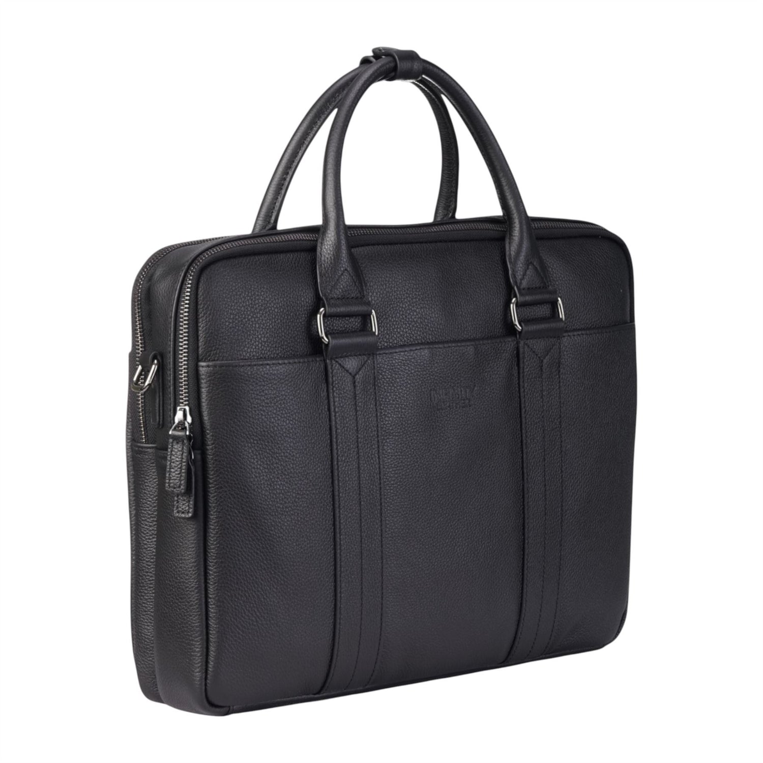 Genuine Leather Black Laptop Business Briefcase Office Work Travel Bag - Sutton