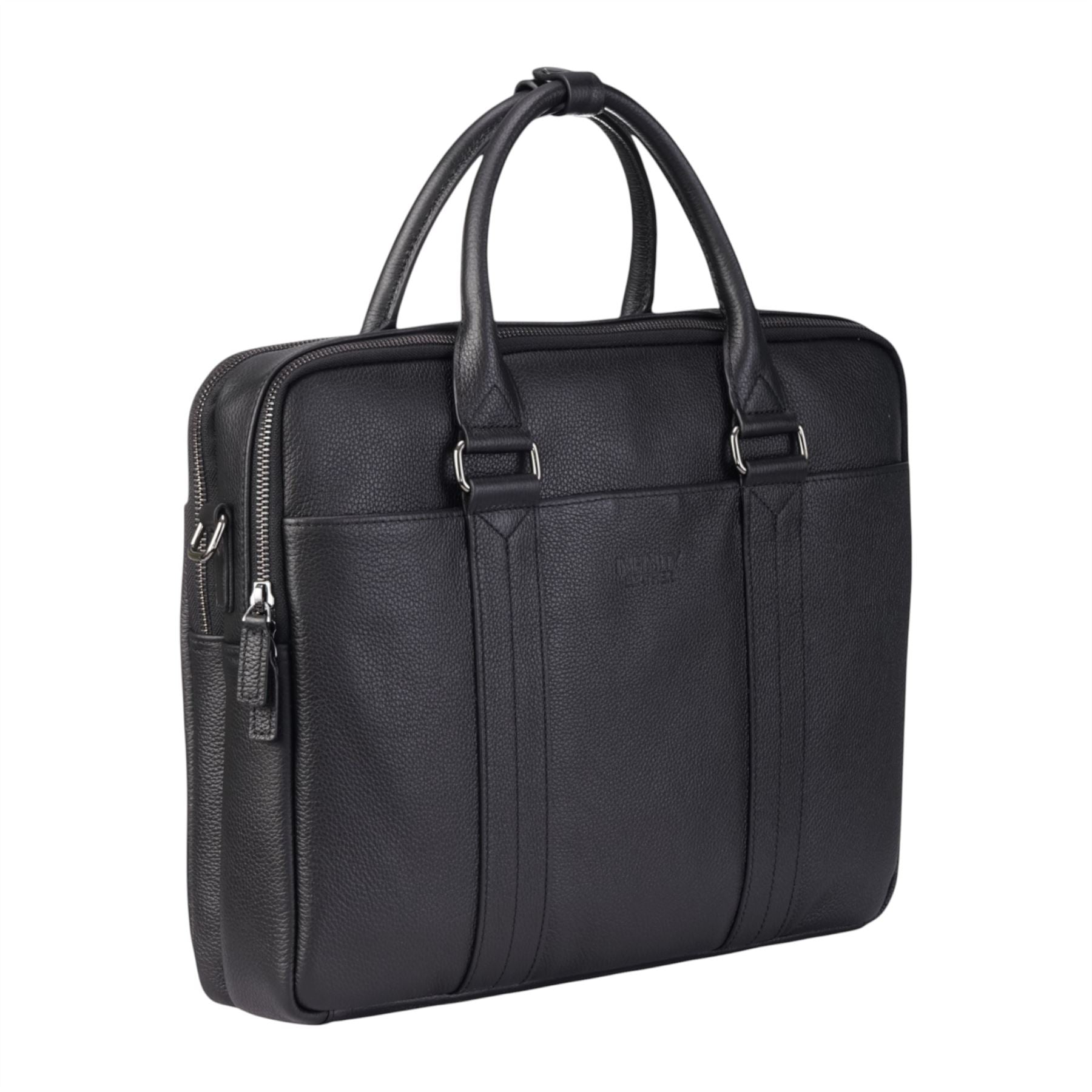 Genuine Leather Black Laptop Business Briefcase Office Work Travel Bag - Sutton