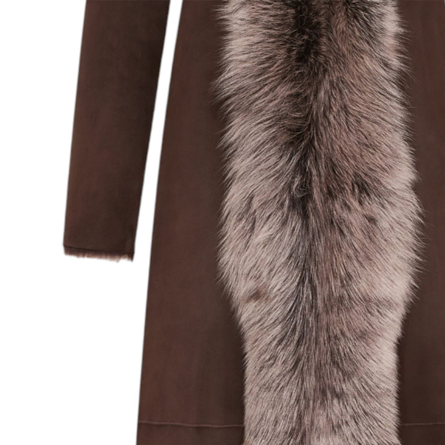 Womens Suede Toscana Sheepskin Hooded Trench Coat-Fribourg