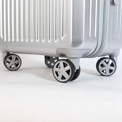 Hard Shell Silver Rimowa Inspired TSA Cabin Luggage Suitcase Durable Spinner Carry-On