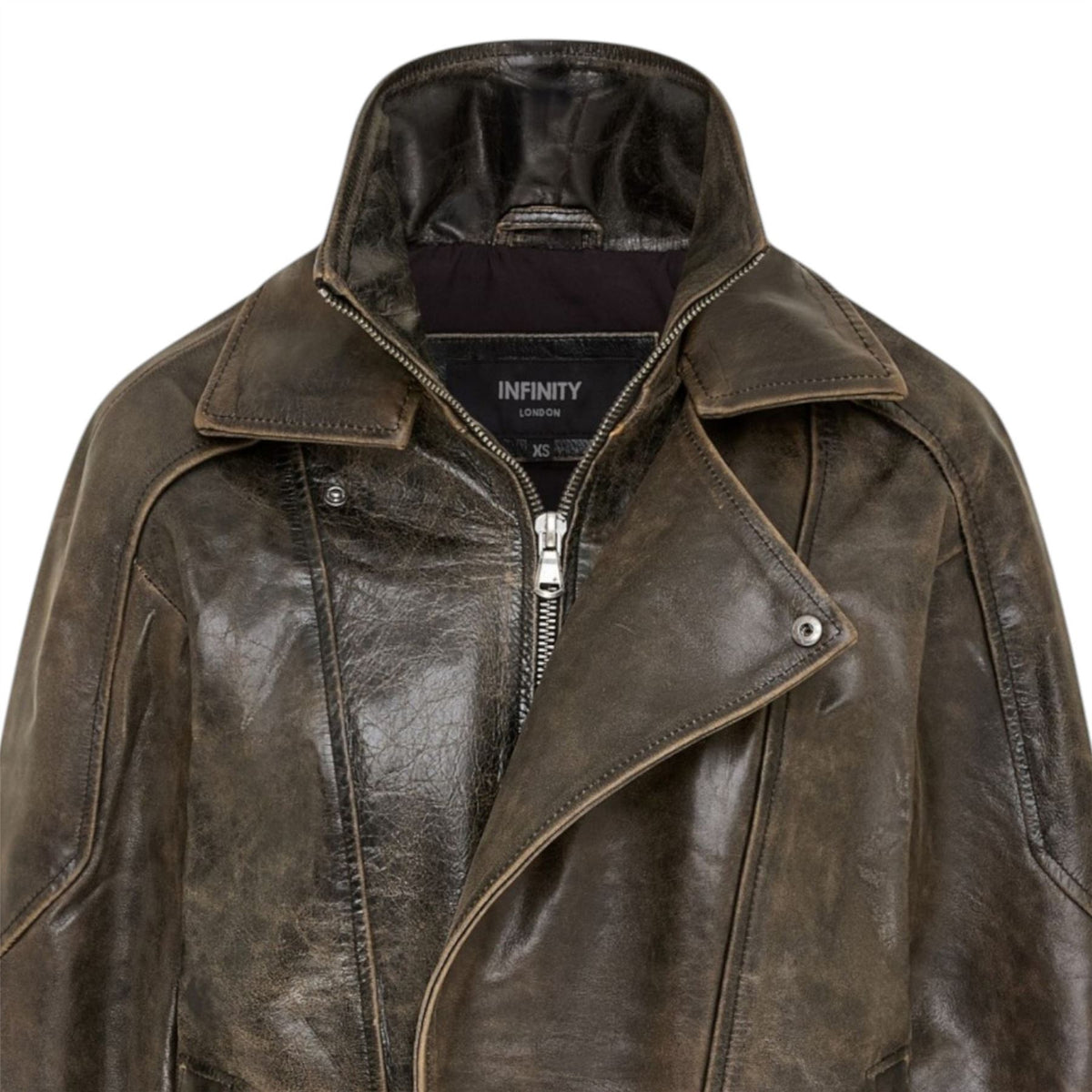 Womens Leather Biker Blouson Oversized Jacket - Big Bomber