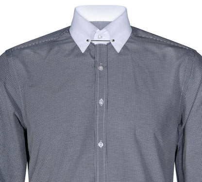 Mens Club Collar Black Shirt 1920s Peaky Blinders With Bar Poplin Pin Smart