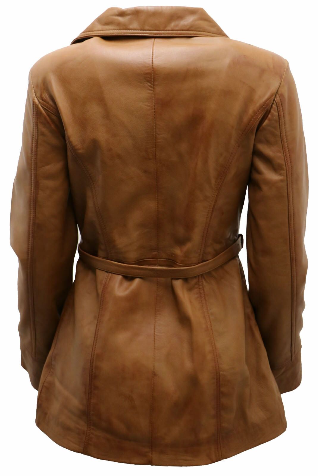 Womens Md Length Leather Biker Jacket-Okehampton