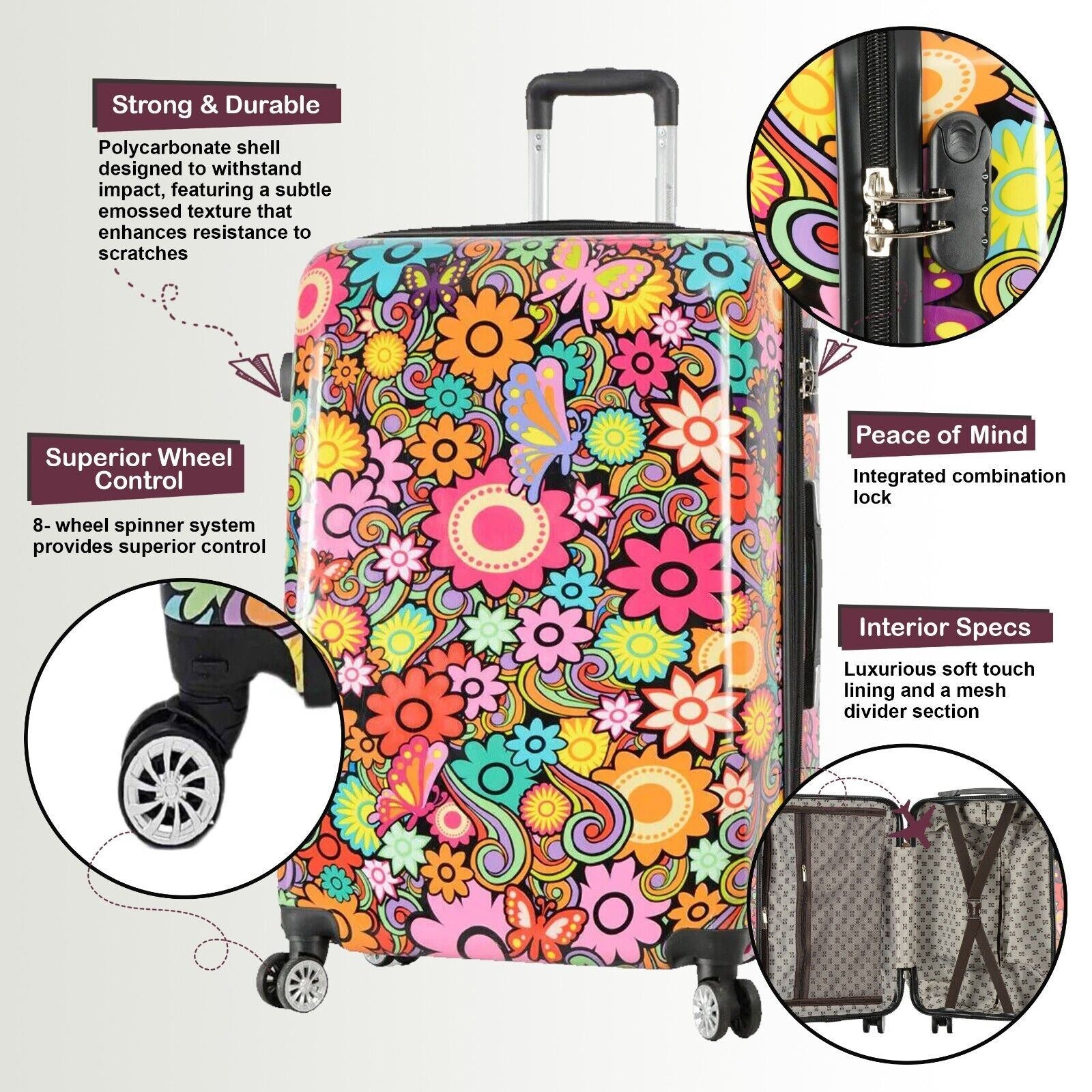 Congleton Set of 3 Hard Shell Suitcase in Flower