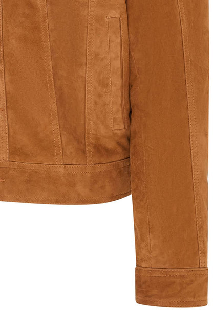 Mens Goat Suede Leather Jeans Jacket- Nurmes