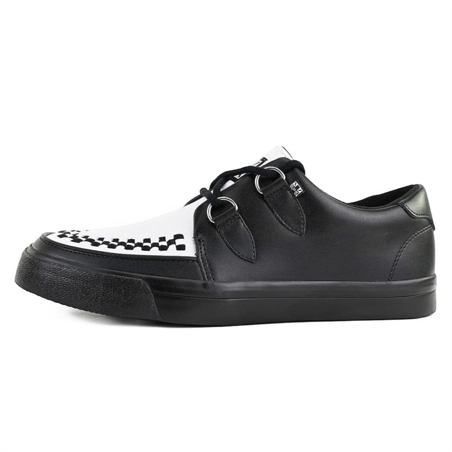 TUK Pointed Creeper Sneaker Black White Leather Platform Shoes - A9180