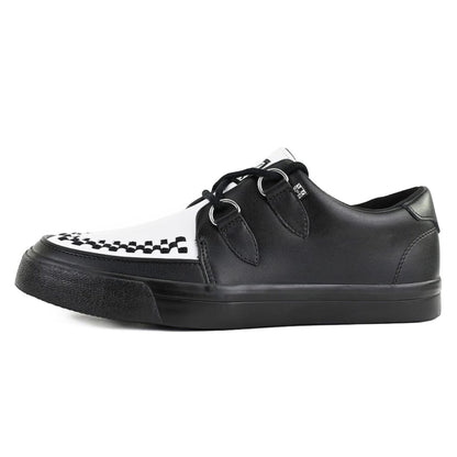 TUK Pointed Creeper Sneaker Black White Leather Platform Shoes - A9180