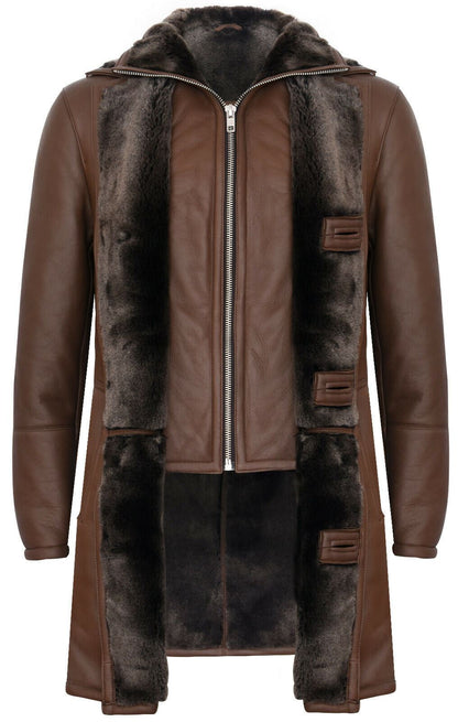 Mens Warm Sheepskin Leather Overcoat-Ilford - Upperclass Fashions 