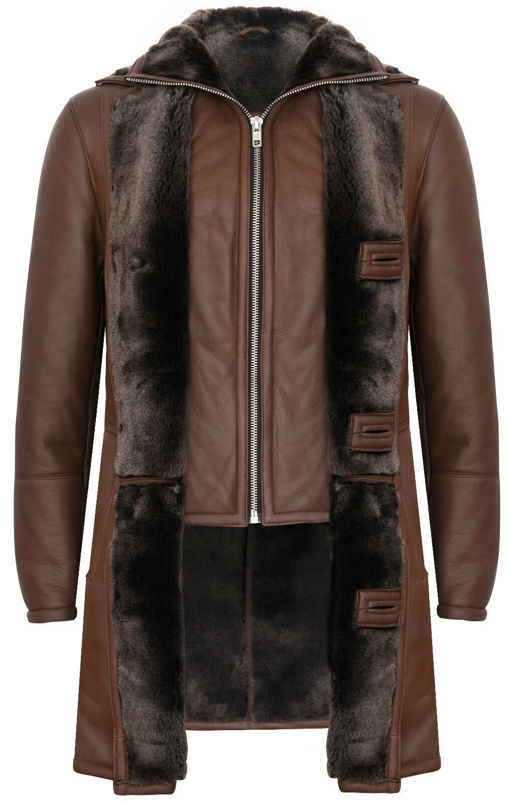 Mens Warm Sheepskin Leather Overcoat-Ilford