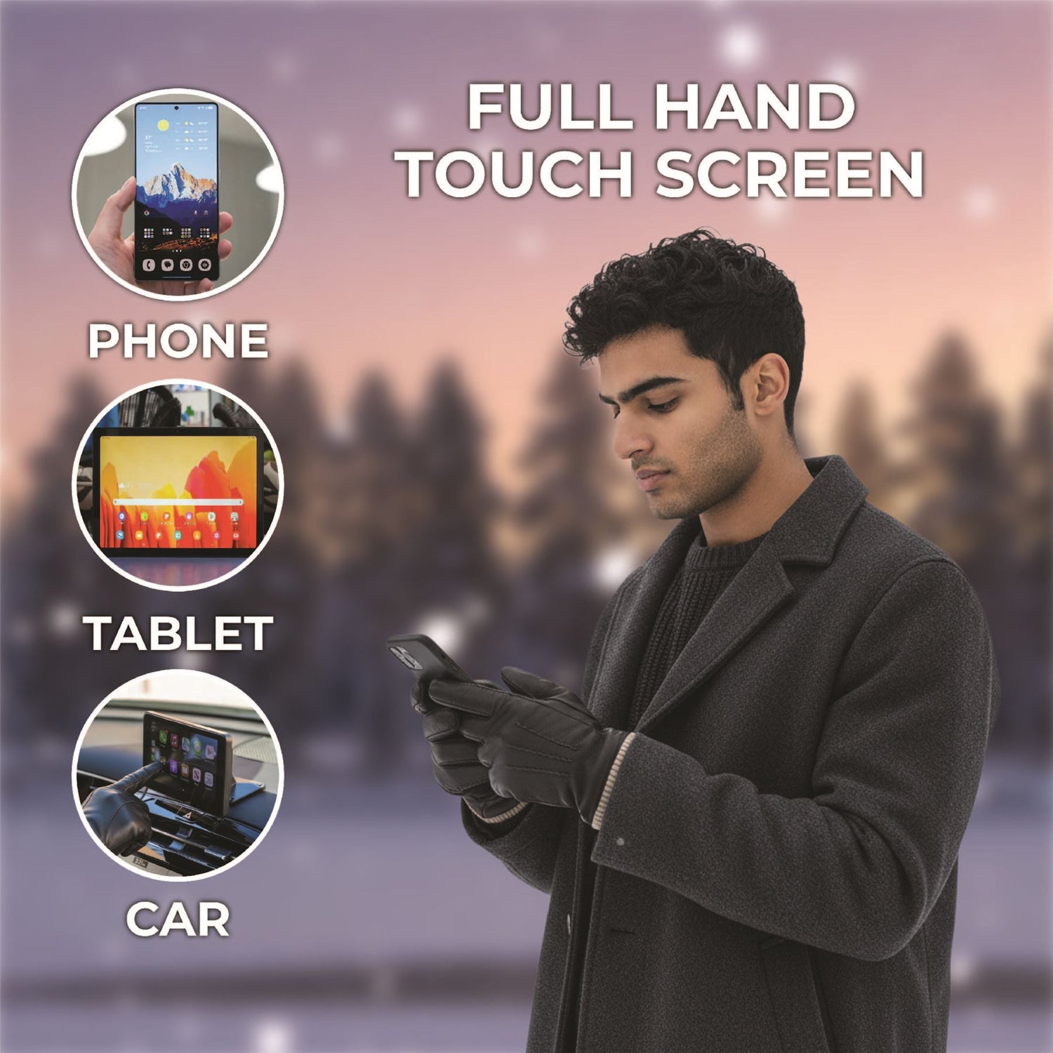 Men’s Italian Leather Warm Wool Lining Winter Gloves - M-LGV-405