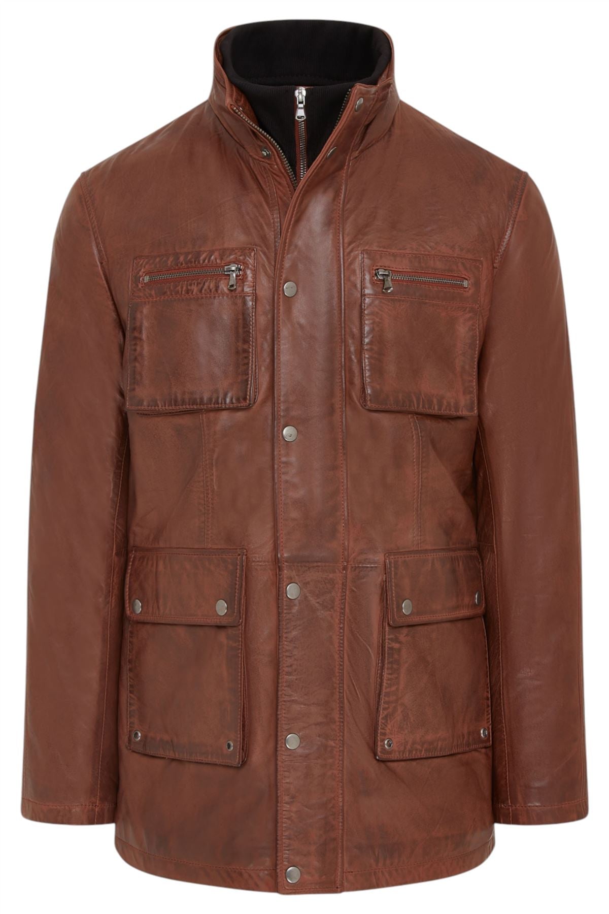 Men’s Leather Military Jacket Outwear Trenchcoat - Field