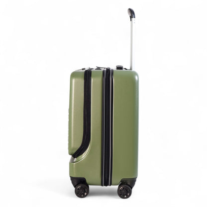 Durable EasyJet Ryanair 39 x 26 x 51.5 cm Olive Green Front Open Cabin Luggage Travel Suitcase