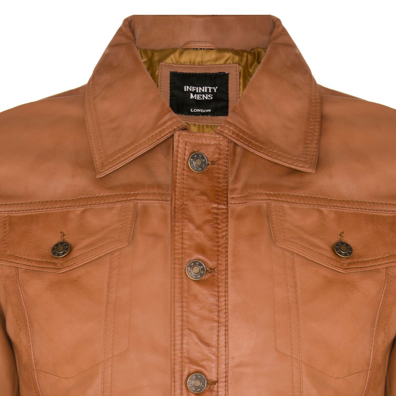 Mens Leather Trucker Jacket-Dartford