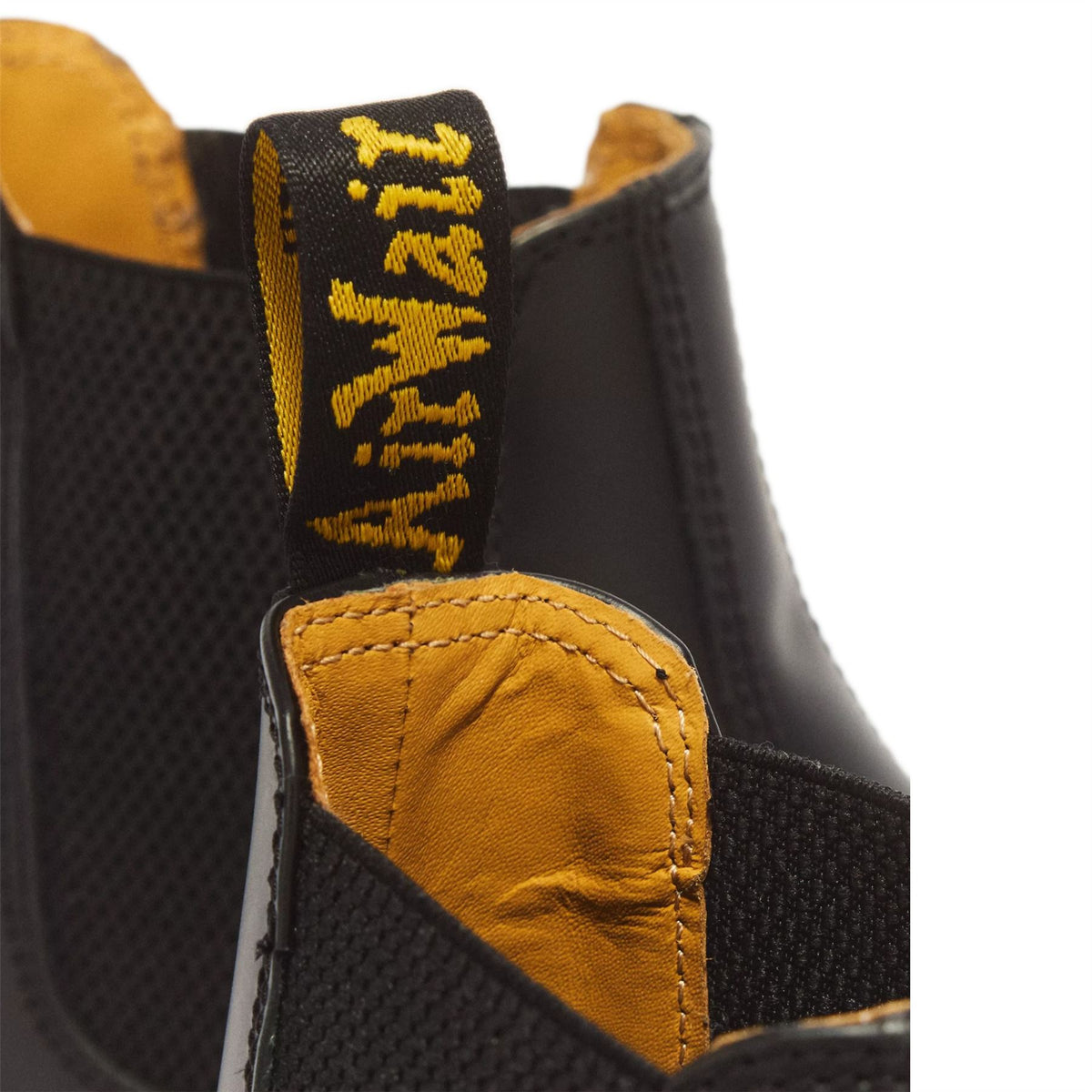 Dr Martens 2976 Yellow Stitch Black Leather Chelsea Boots - 22227001