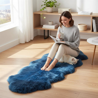 Genuine Sheepskin Double Natural Fluffy Silky Soft Real Wool Rug