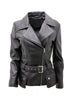 Womens Mid-length Leather Biker Jacket-Middlewich - Upperclass Fashions 