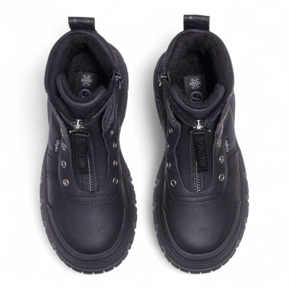 Buffalo Womens Black Chunky Platform Front Zip High Ankle Combat Boots - Fusion