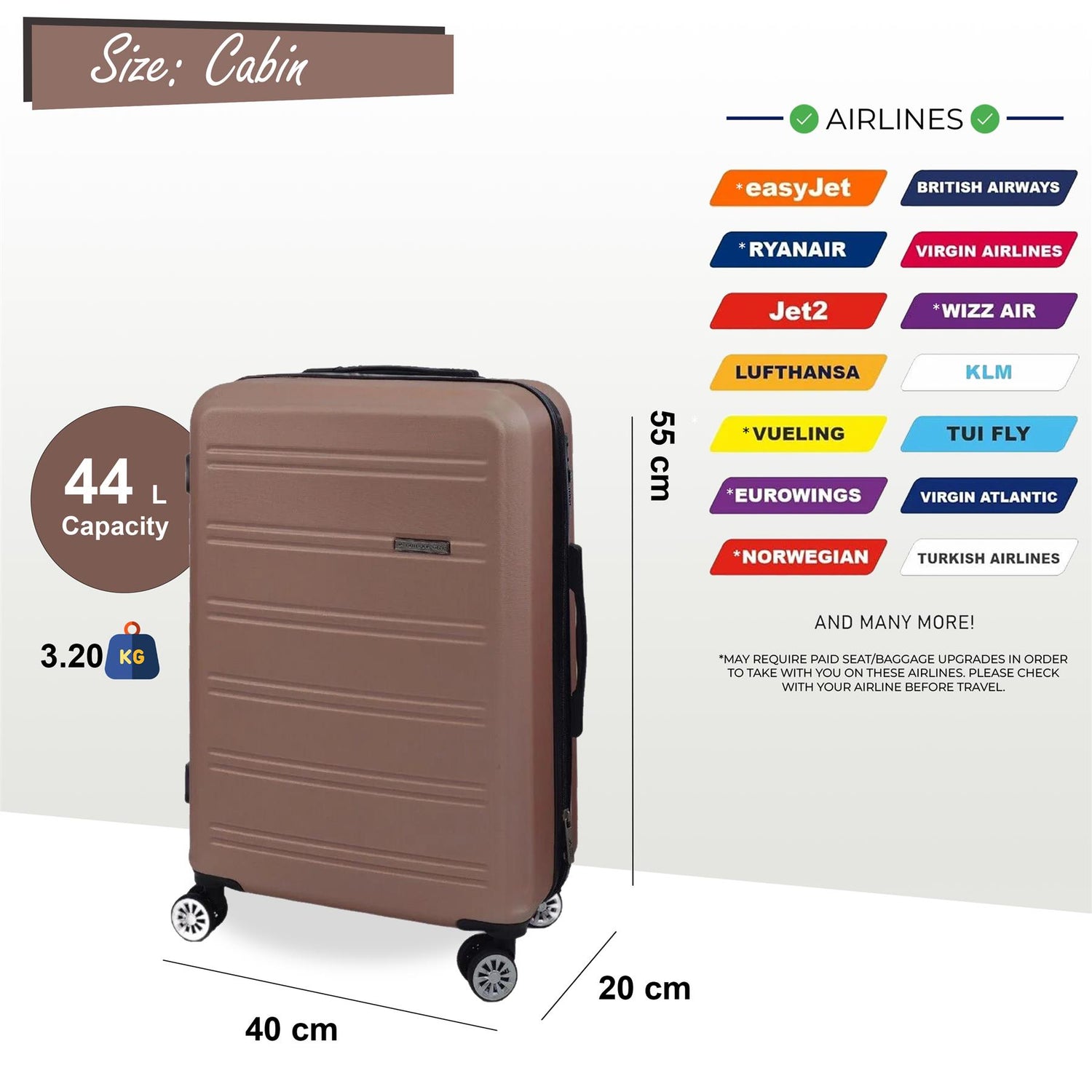 Alabaster Cabin Hard Shell Suitcase in Rose Gold