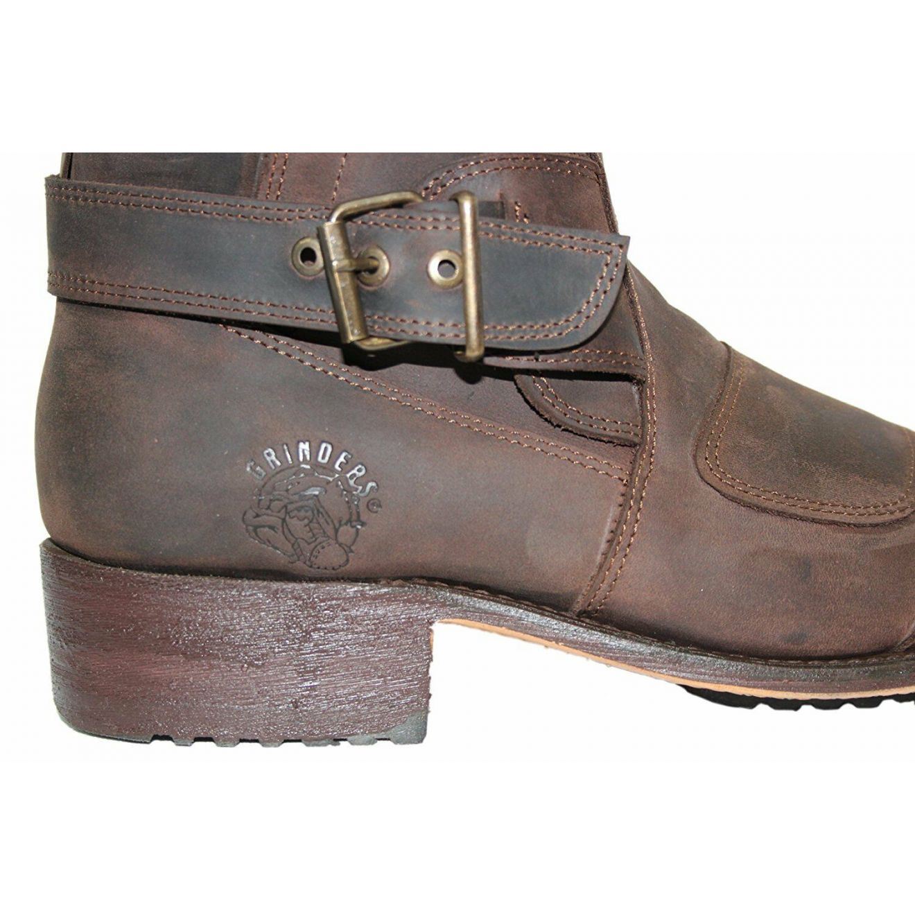 Grinders Mens Black Leather Cowboy Boots-Route 66