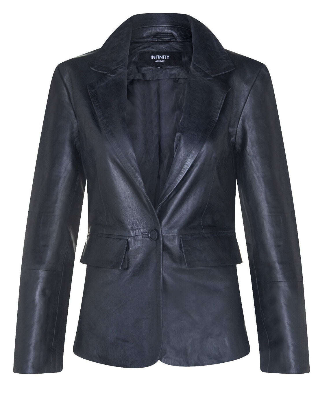Womens One Button Leather Blazer Jacket-Newhaven
