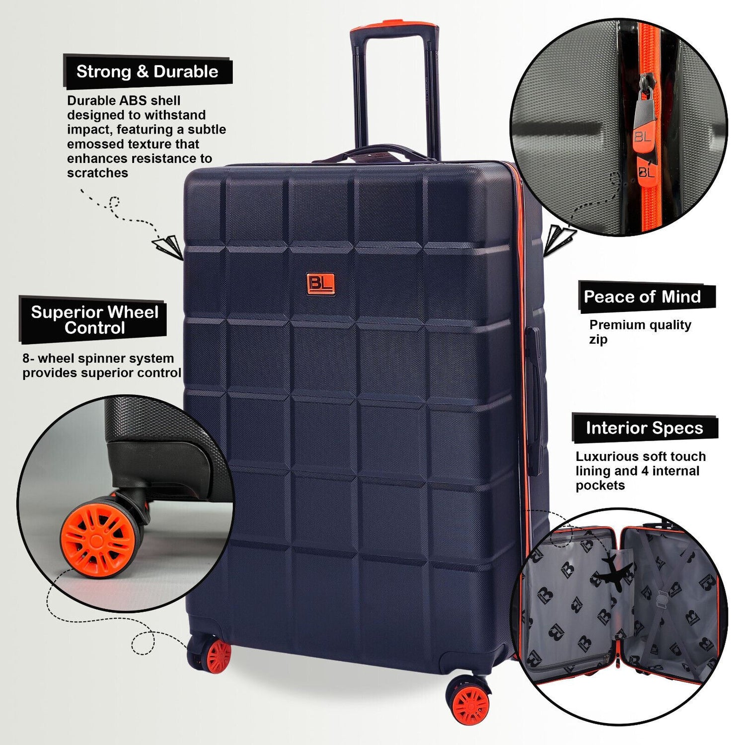 Hard Shell Cabin Suitcase 53 x 35 x 23 cm Luggage Suitable for Easyjet, Ryanair