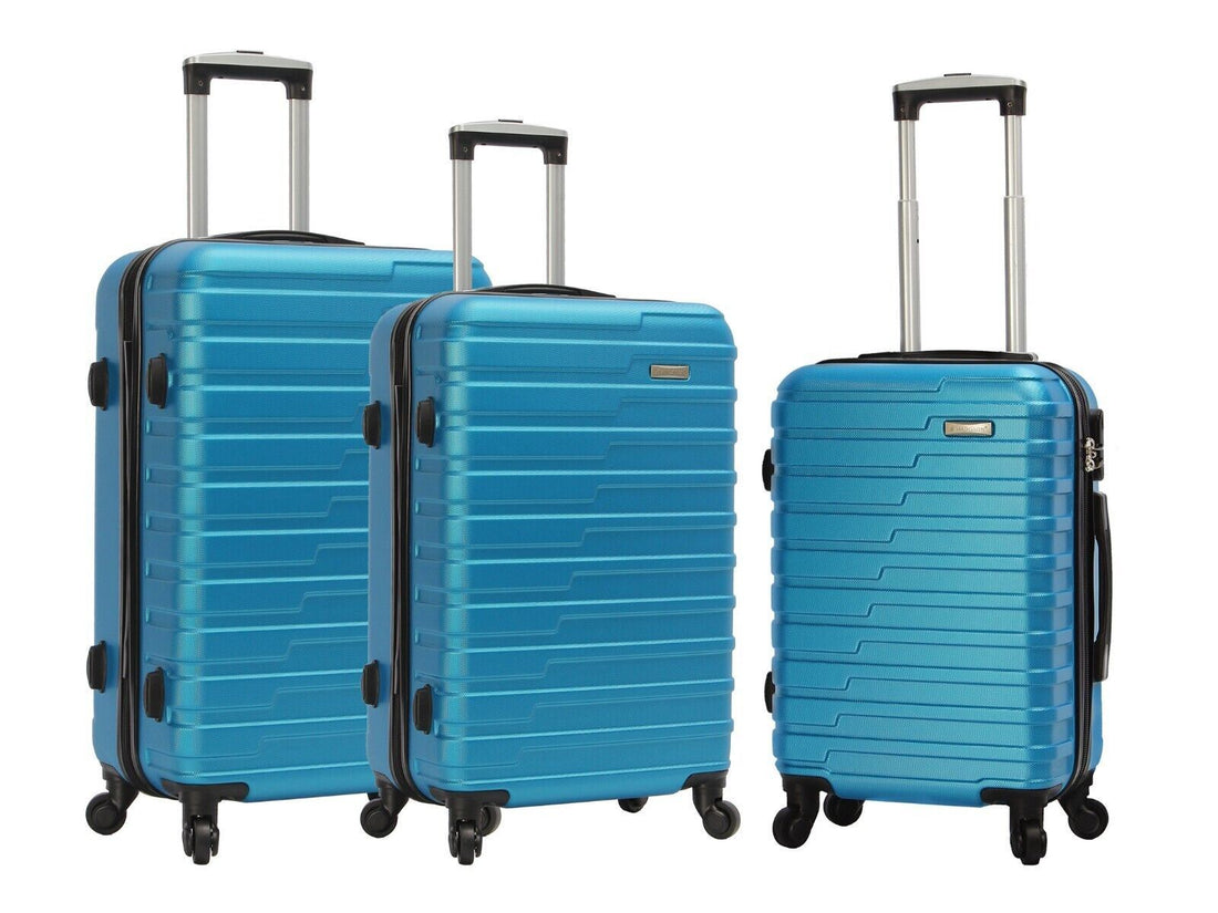 Robust Lightweight Blue Hard shell Suitcase 4 Wheel Luggage - Upperclass Fashions