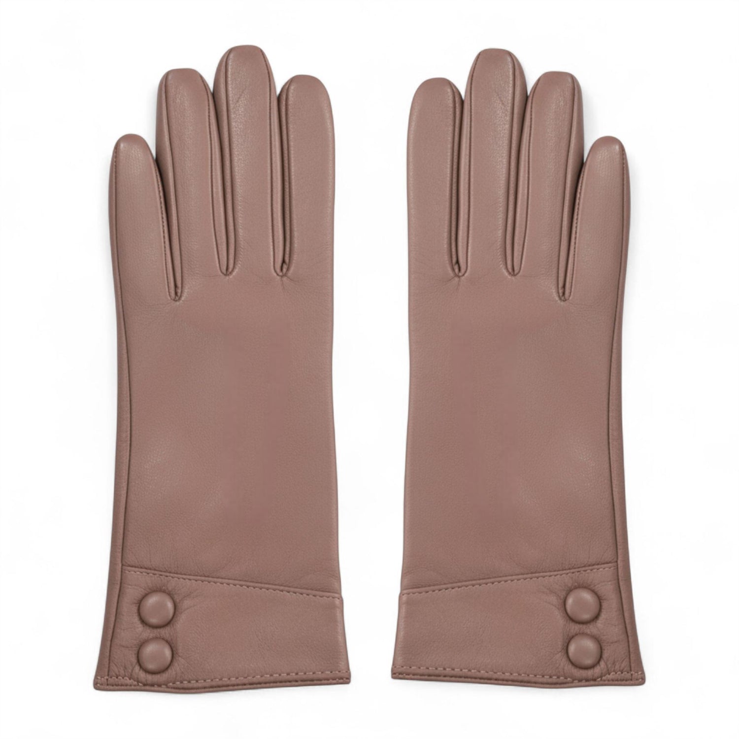 Womens Italian Leather Winter Button Design Soft Wool Lining Gloves - L-GLV-501