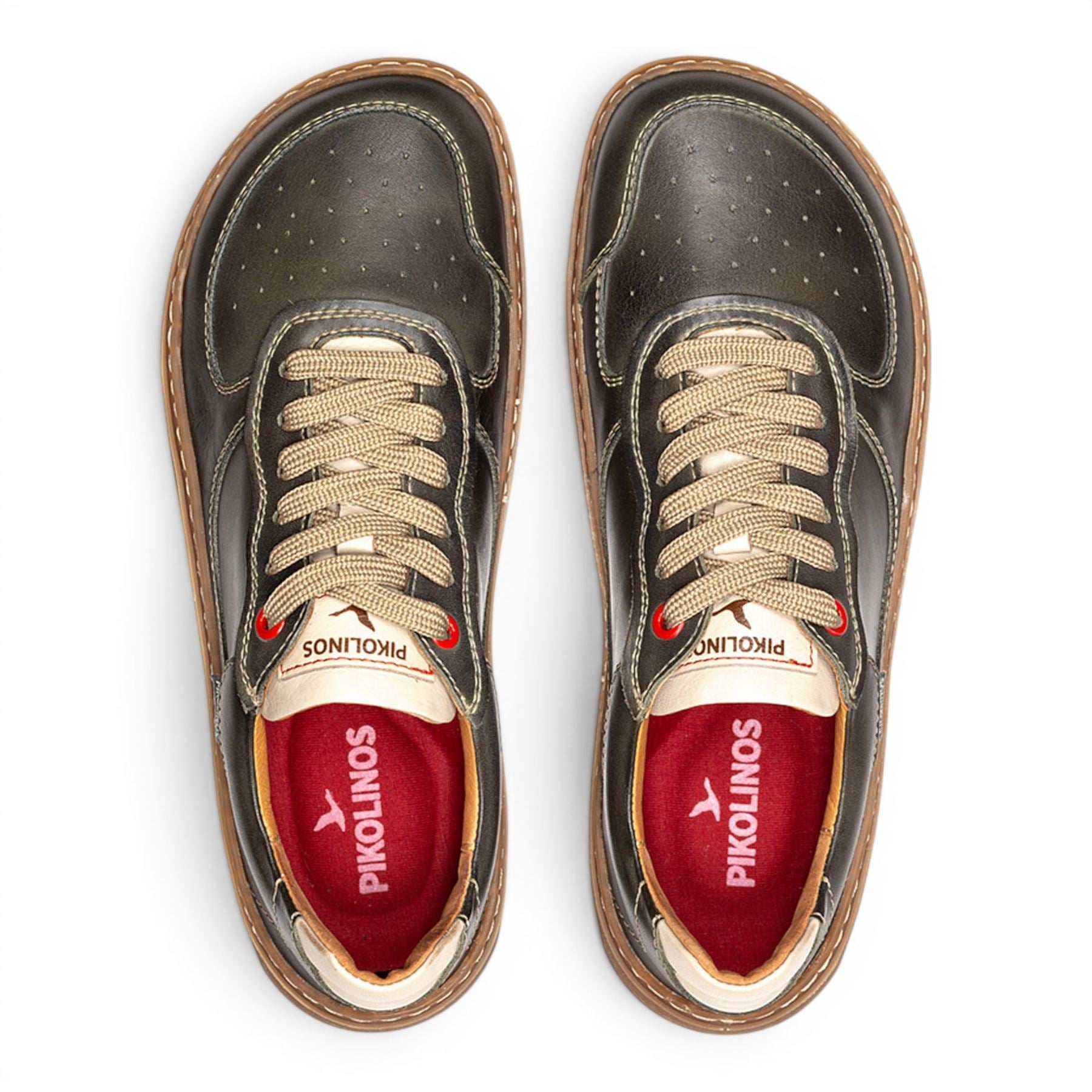 Pikolinos Pine Green Leather Sneakers Trainer Barefoot Shoes - Aranjuez