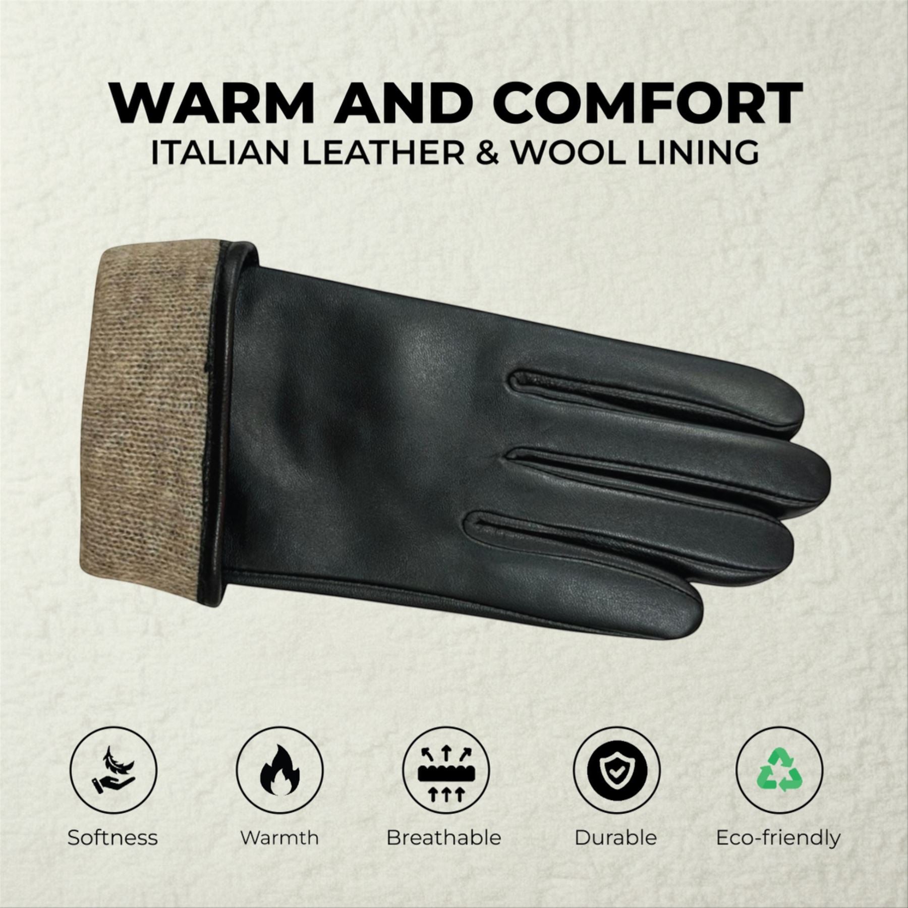 Womens Italian Leather Winter Bow Design Soft Wool Lining Gloves - L-GLV-401