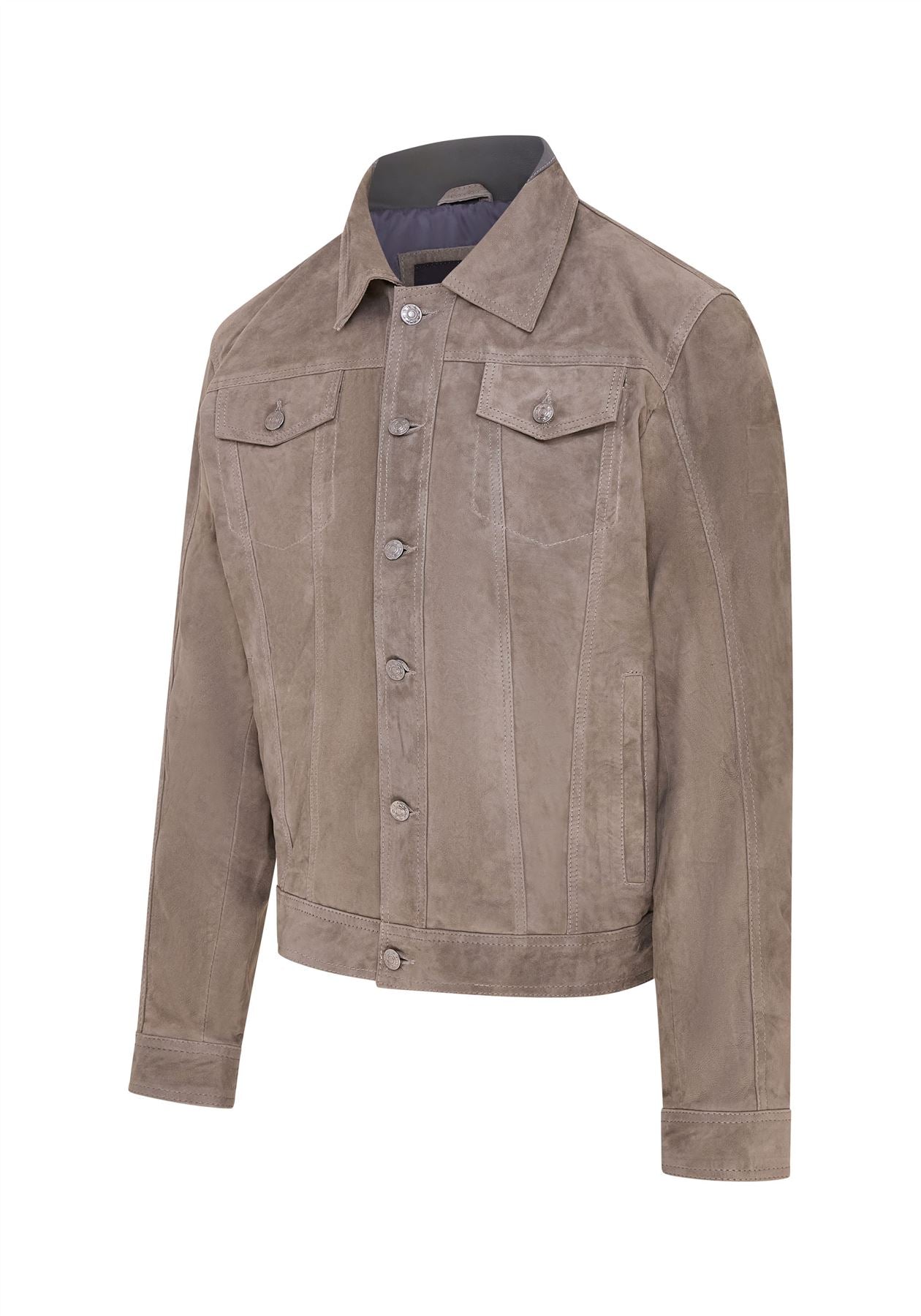 Mens Goat Suede Leather Jeans Jacket- Nurmes