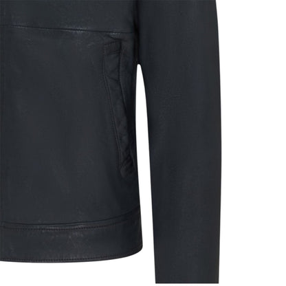 Mens Leather Harrington Collar Biker Jacket - Alpha