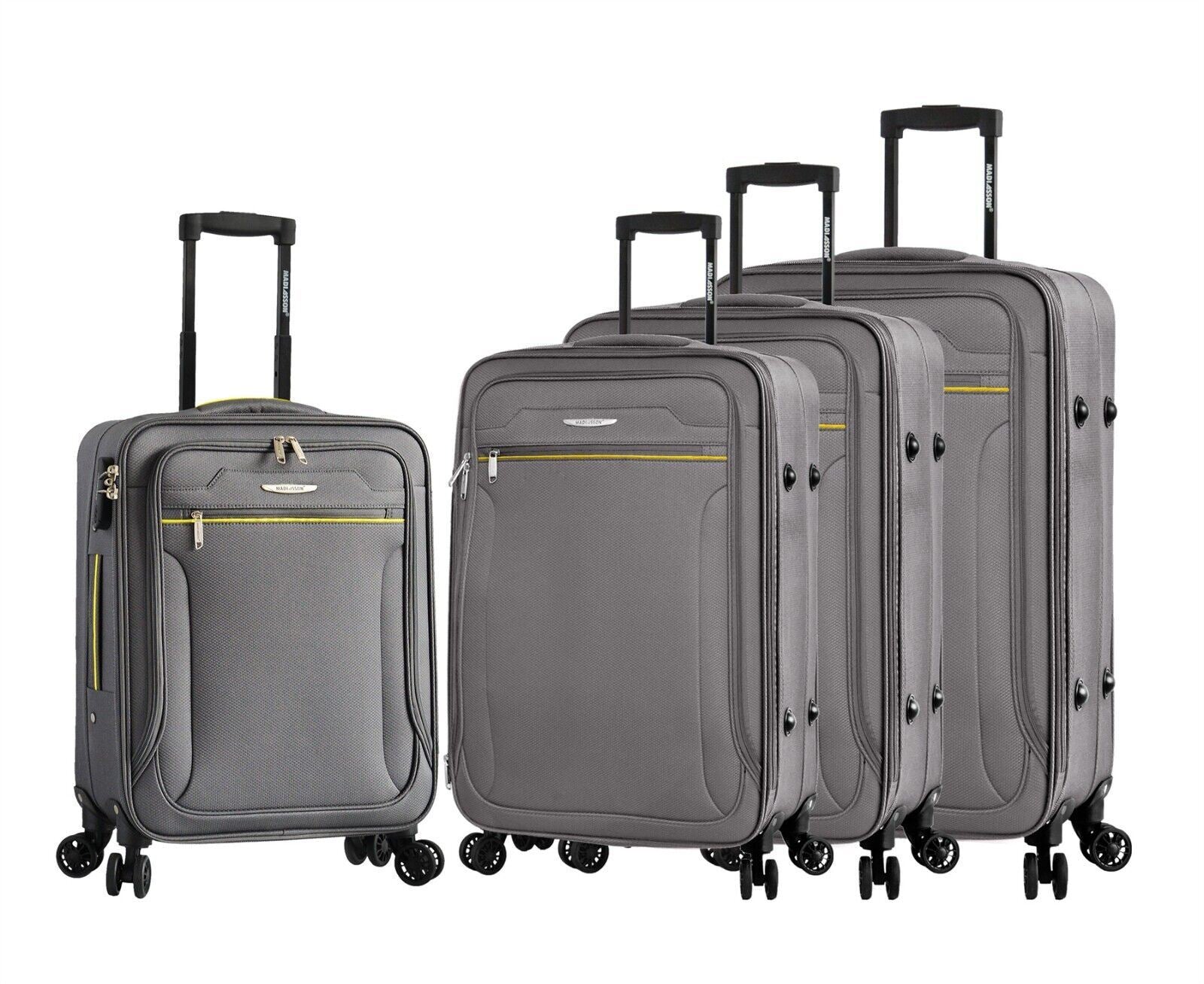 Grey Lightweight Soft Suitcases 4 Wheel Luggage Travel Expandable