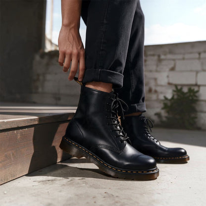 Dr Martens 1460 Black Smooth Leather 8-Eye Combat Boots - 11822006
