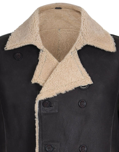 Mens Double Breasted Shearling Sheepskin Coat-Kington