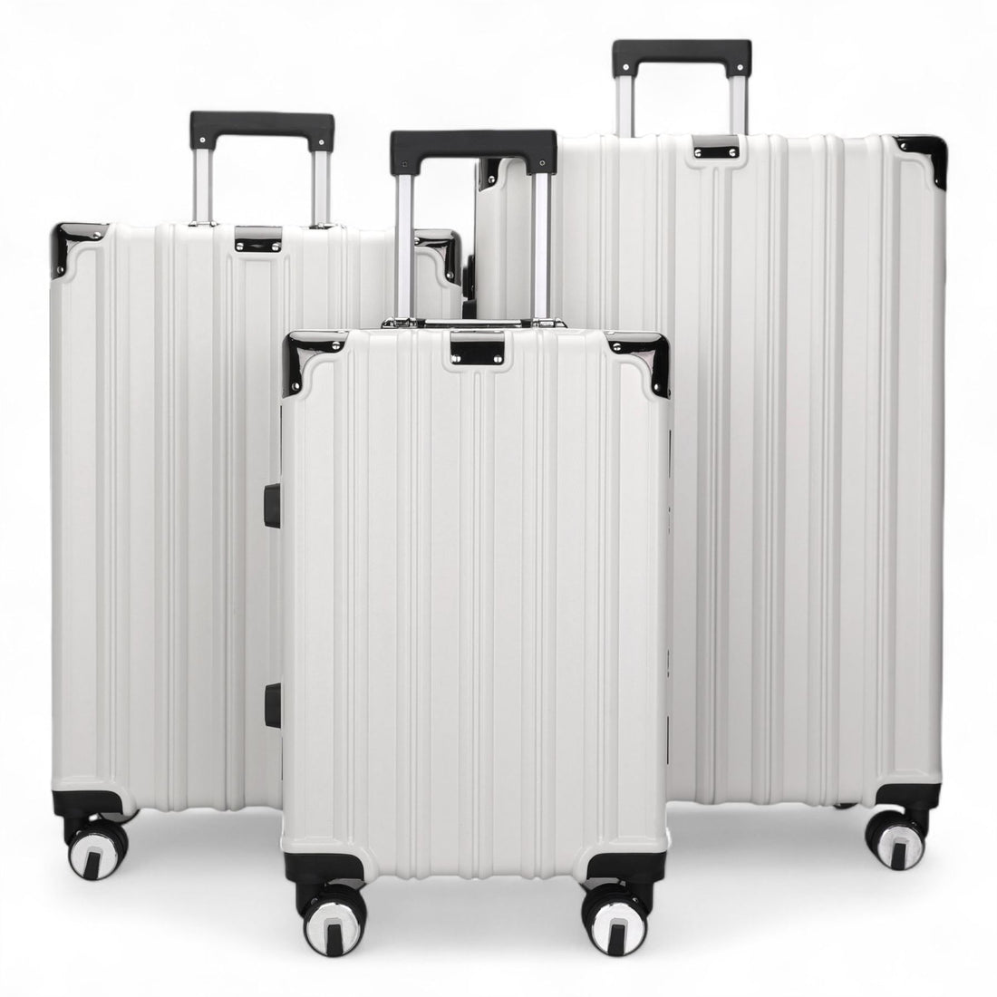 Hardshell Pink Suitcase Set Robust 8 Wheel Luggage Cabin Case Bag - IL-PC-ALLOY-WHITE