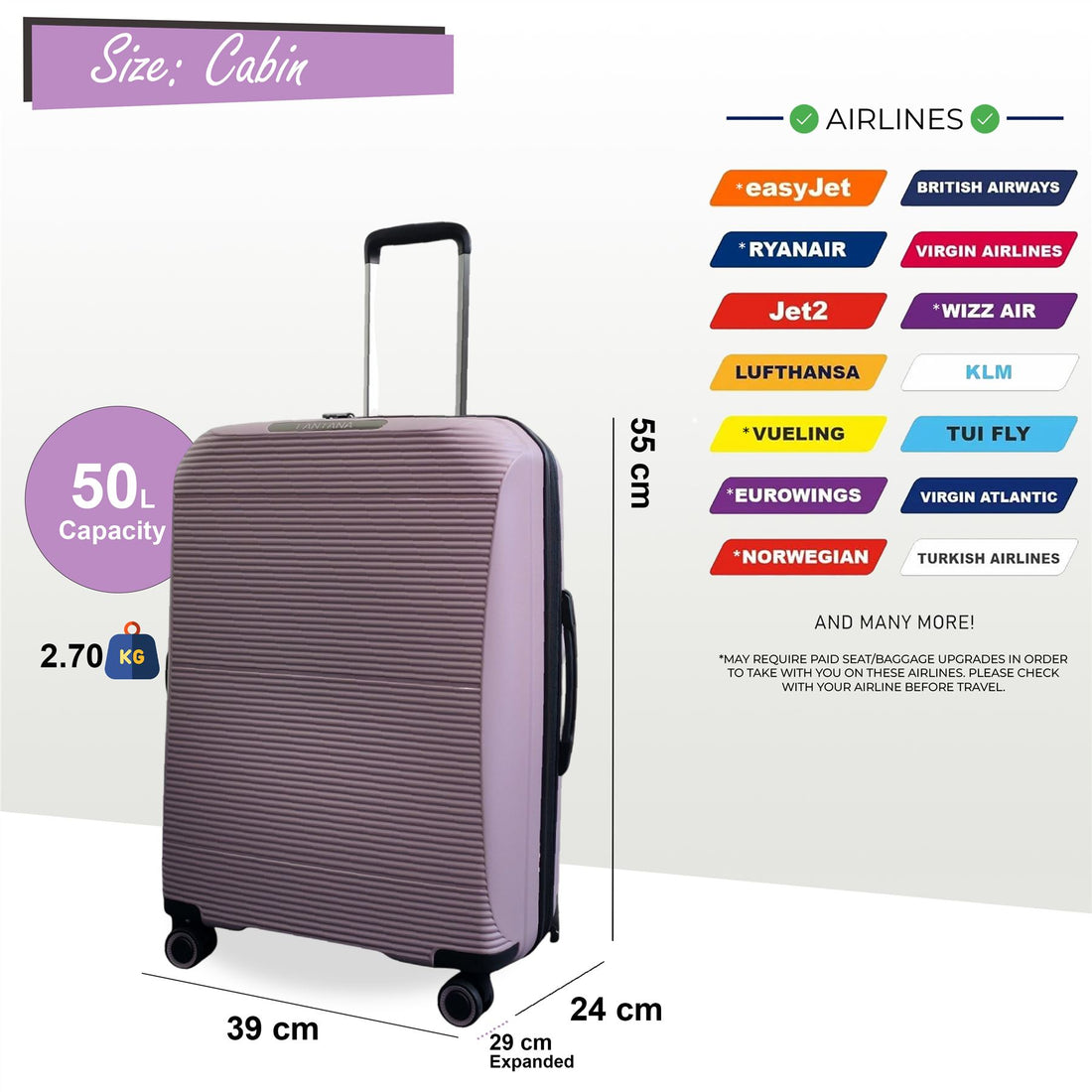 Abiko Cabin Hard Shell Suitcase in Pink