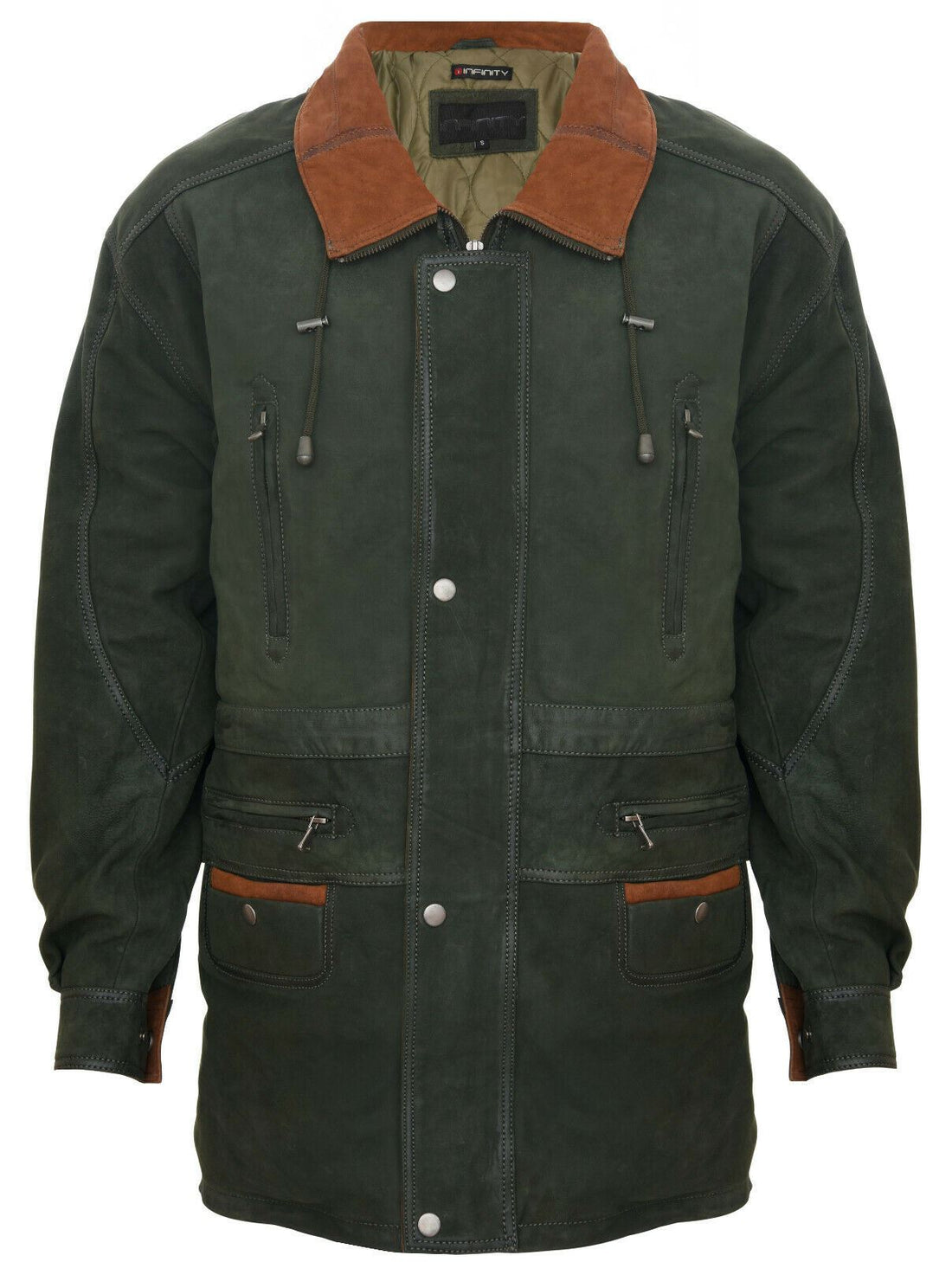 Mens 3/4 Nubuck Leather Parka Coat-Farnham