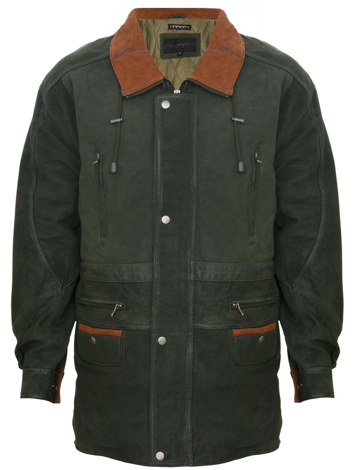Mens 3/4 Nubuck Leather Parka Coat-Farnham