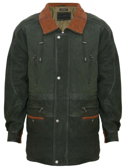 Mens 3/4 Nubuck Leather Parka Coat-Farnham