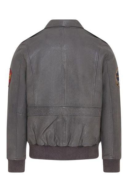 Men’s Leather Bomber G-1 Aviator Collar Jacket  - Maverick